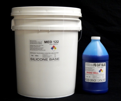 44 lb Kit : Medium 122 FG Cat Blue - (22 shore A durometer) - Food Grade Mold Making Silicone