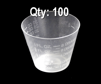 One Oz. Plastic Medicine Cup.  Qty:  100