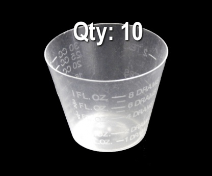 One Oz. Plastic Medicine Cup.  Qty:  10